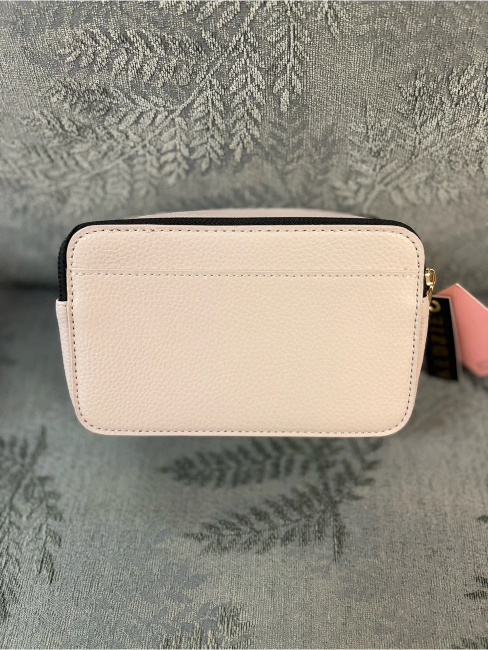 Kedzie Light Blush Pebbled Vegan Leather Crossbody with Gold Logo
